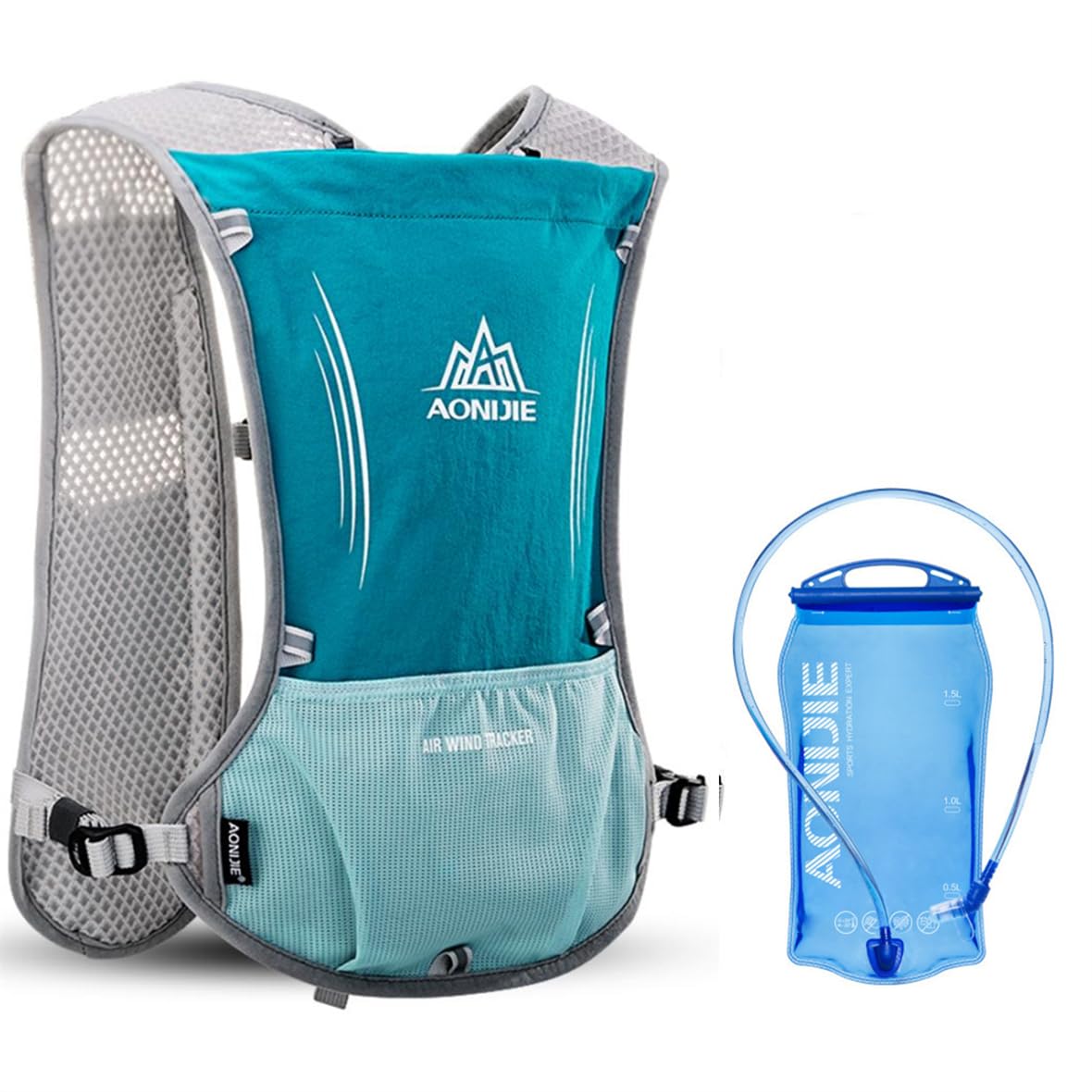 5L Unisex Aonijie Sports Backpack Perfect for Trail Running, Hiking and Climbing (Lightblue With 1.5l Water Bladder, 5L)