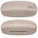 Yulan Hard Shell Glasses Case,Linen Fabric Large Case for Eyeglasses and Sunglasses(Includes Glasses Pouch)(Khaki/Large)