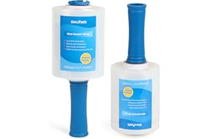 SinoPack Stretch Wrap Film Industrial Strength Durable Self-Adhering Small Wrap Film for Packing, Moving, Packaging, Heavy Duty Shrink Wrap 80Gauge X 5.1IN X 1000FT 2Pack