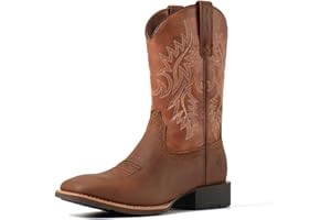 SUREWAY Cowboy Boots For Men - Mens Square Toe Western Boot,Oil/Slip Resistant,Durable Fashionable Classic Pull on 10 Inch Boots Mid Calf Wellington Boots