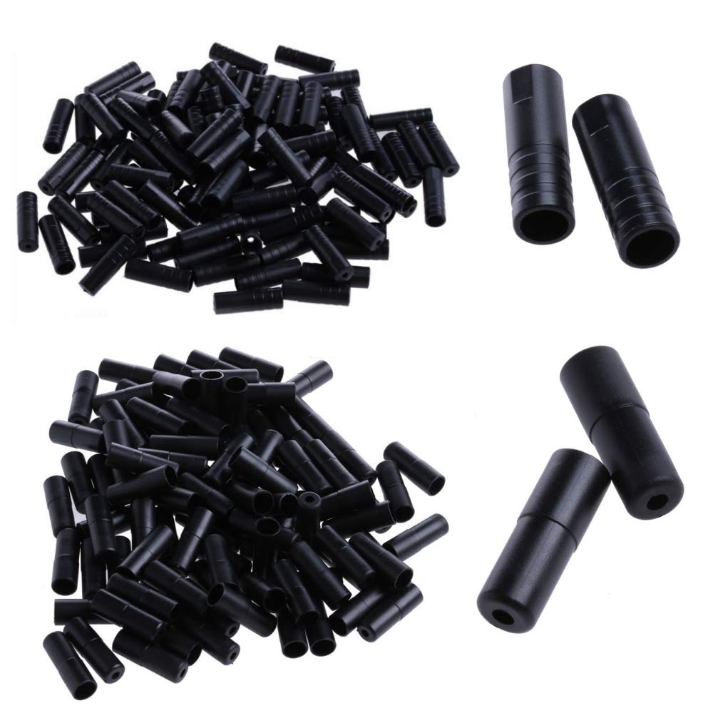 WanFengXue 200Pcs Brake Cable Wire Tips Caps Black Housing Ferrule End Caps 4mm/5mm for Bike Derailleur Shift and Brake Wire Cable