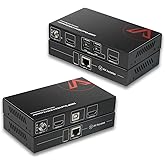 HDMI USB KVM Extender Dual Monitor Over Cat5e/6/6a/7 to 197ft, Plug &amp; Play | Zero Latency Extended Dual View, Display 2 Monitors with 4 USB 2.0 Ports for Keyboard/Mouse, HDCP 1.4, PoC, 1080p@60Hz