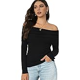 HUNAIF Women's Autumn Sweater, 2026 Casual Long Sleeve Off-The-Shoulder Strapless Knitted Sweater, Pullover Sweater