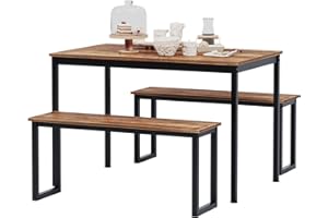 DlandHome 3-Piece Dining Table Set for 4 People,Soho Dining Table and Chairs Set,Rectangular Space-Saving Dinner Table with T