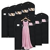 Syeeiex 60'' Garment Bags for Hanging Clothes(Set of 8), Dress Bags for Gown, Garment Bag for Dresses Long, Dress Garment Bag for Suit, Evening Dresses, Fur Coat, Long Dress Gown(Black)