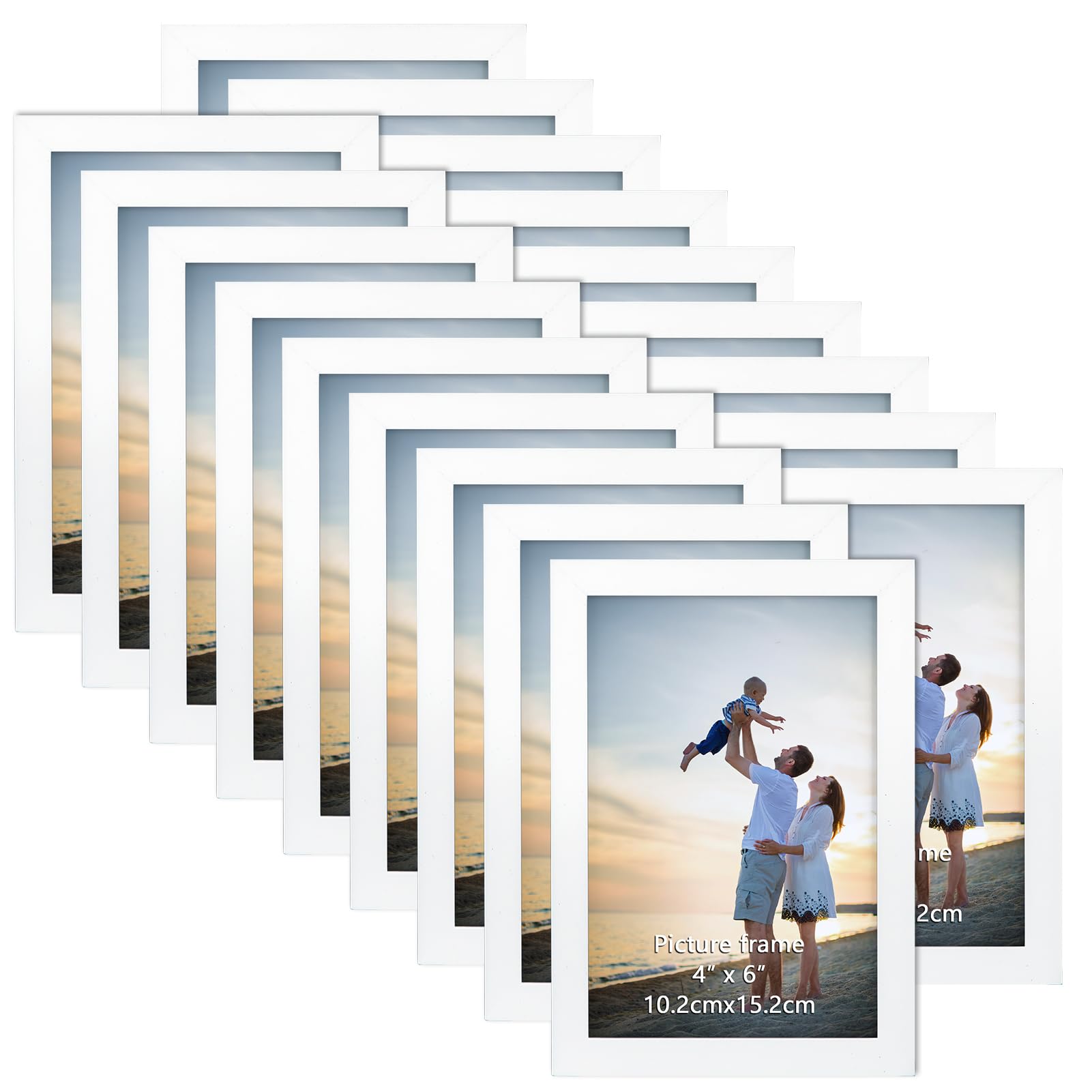 EYMPEU 18-Pack 6x4 Photo Frame, Slim White 6x4 Picture Frames, Elegant Design for Wall and Table Decoration