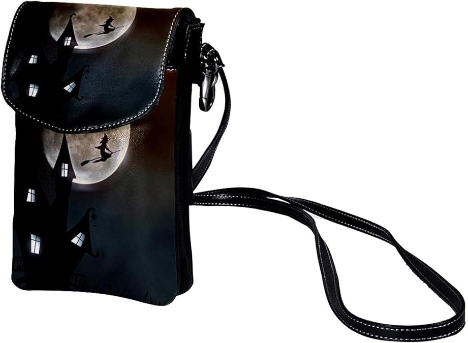Mini Crossbody Bag Halloween witch Small Messenger Bag Leather Shoulder