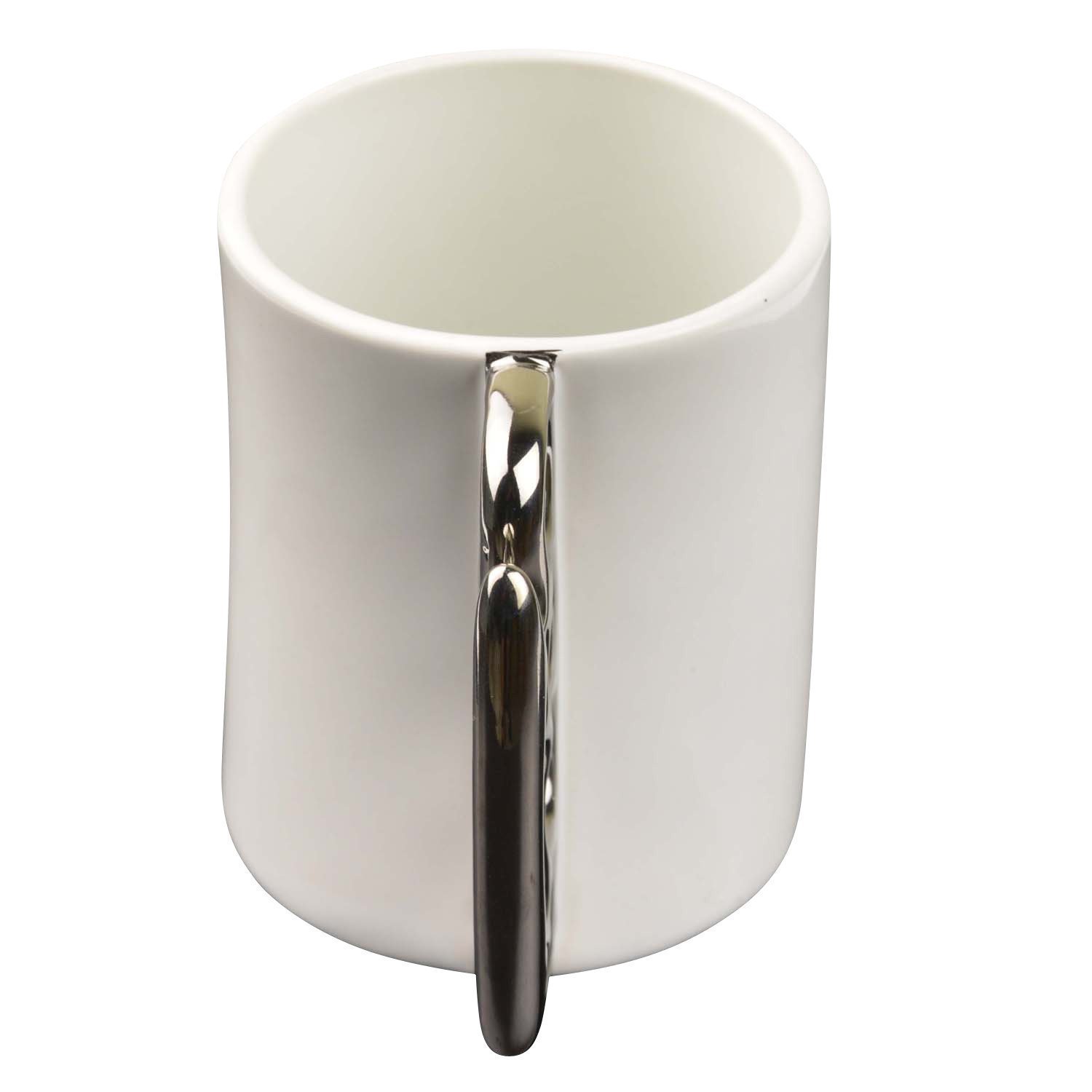 MOACC Fist Cup Brass Knuckle Duster Coffee Mug Creative Ceramic Coffee Milk Tea Fist Mug Cup Cool Gift (White with Silver Handle)