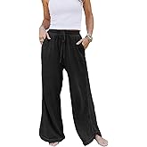 Gnveub Women's Yoga Pants Lightweight Wide Leg Sweatpants High Waisted Drawstring Loose Lounge Pant with Pockets