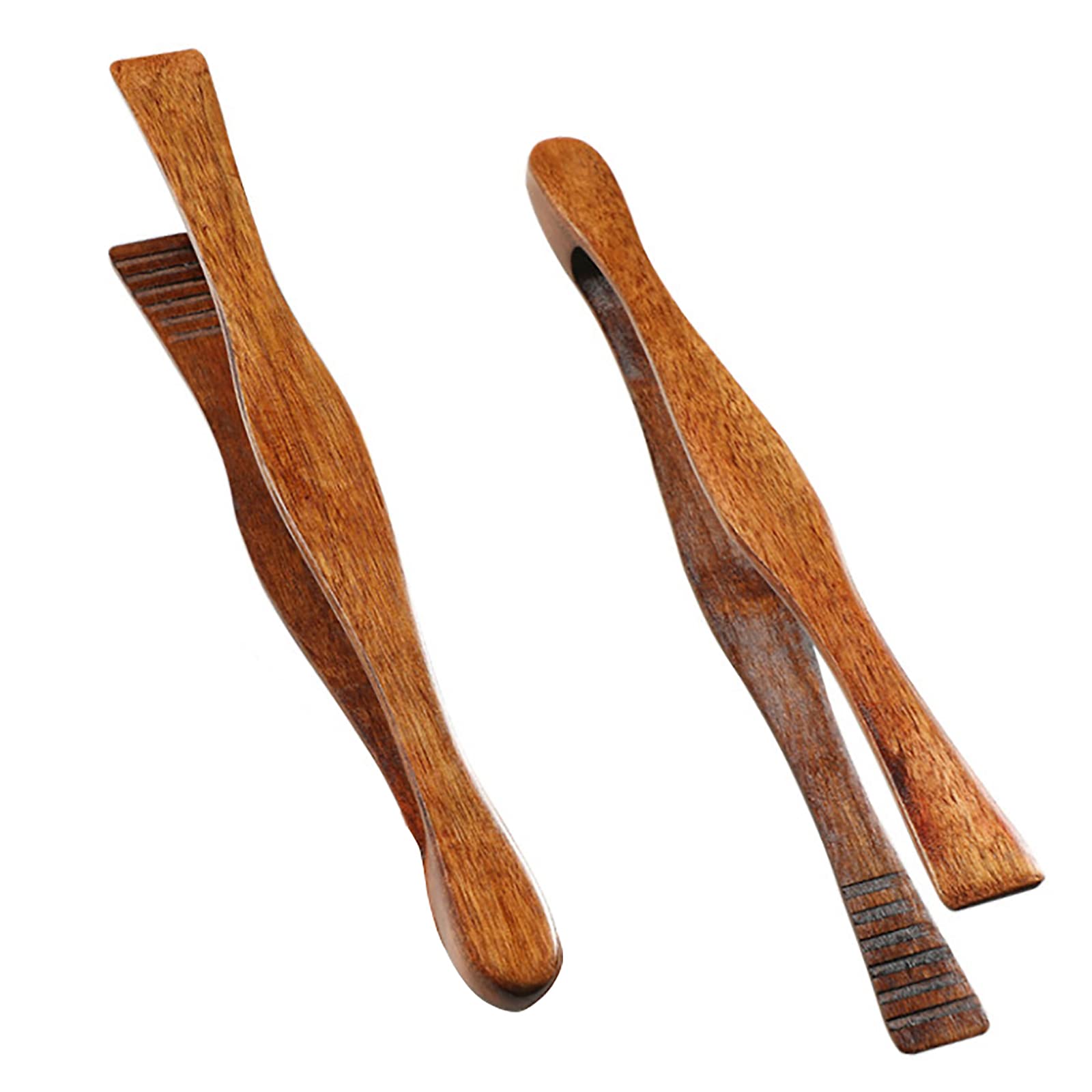 Photo 1 of 2 Pieces Wooden Toast Tongs 10.4" Reusable Bread Steak Kitchen Clamp Serving Tool Natural Wood Cooking Tong for Cooking and Holding Toast Cheese Bacon Muffin Fruits Bread BBQ