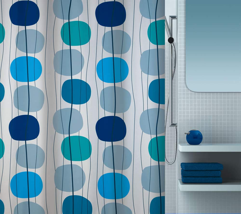 Spirella Polyester Mobile Shower Curtain, Blue