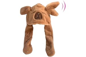 LJJINGXS Capybara Hat with Moving Ears, Novelty Cute Plush Hat, WomansSoft Winter Costume Accessory Cosplay Photo Props Party