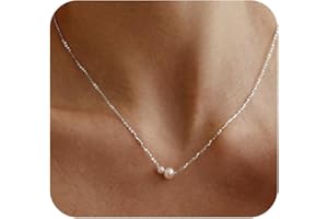 RMOYI Pearl Necklaces for Women,Dainty 14K Gold/Silver Plated Pearl Necklace White Small Tiny Pearl Y Necklace Long Lariat Necklace Pearl Choker Necklace Pearl Jewelry for Women