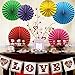 Colorful Hanging Paper Fans Decoration Round Pattern Paper Garlands Set for Party Birthday Wedding Events Accessories, Mix Set of 6