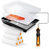 HANJKINZ 6 Inch Mini Foam Paint Roller Kit, 12 Pcs | High Density Foam Paint Roller, Paint Tray with Liner, Mini Roller, for Painting Wall, Door, Cabinet