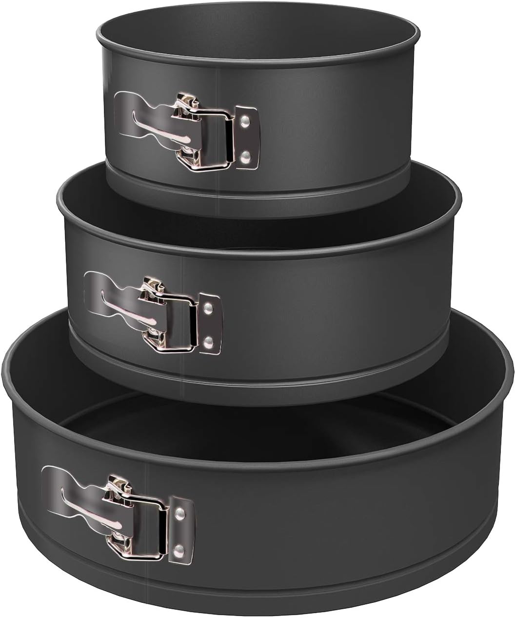 Springform Pan Set（6 8 10 inches） 3 Pieces Nonstick Cake Pan Bakeware Set Cake Mold with Removable Bottom - Black: Kitchen & Dining