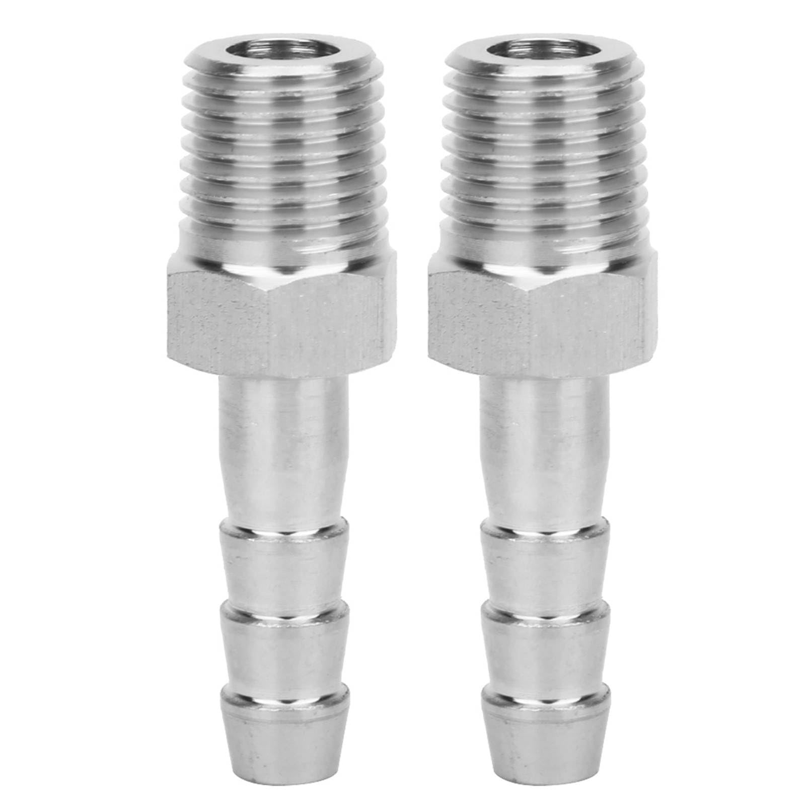 2Pcs Barb Joint Stainless Steel Quick Coupling Fitting 1/4 Inch BSPT Male Thread Barb Hose Fitting Coupling Connector Pipe Fitting for Pneumatic Air Compressor Tools