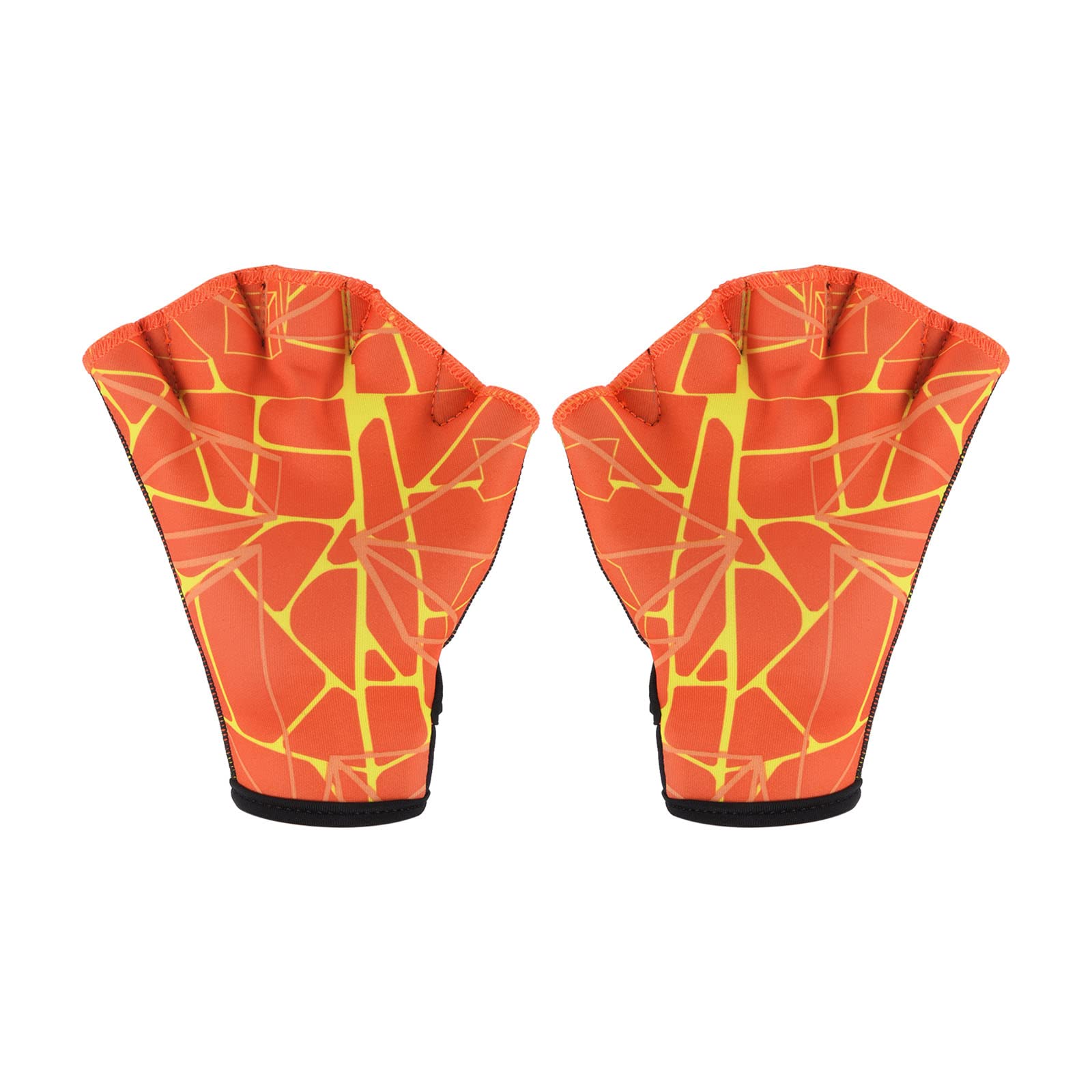 PATIKIL Webbed Swim Gloves, Swimming Aquatic Gloves Printing Water Resistance Training Accessories for Swimming and Diving, S, Orange