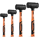 HORUSDY 4-Piece Dead Blow Hammer Set (0.5lb, 1lb, 2lb, 3lb) &ndash; One-Piece Molded Body, Steel Shot Filled, No Rebound, Non-Spark, Non-Slip Grip, for Auto, Carpentry &amp; Tile Work