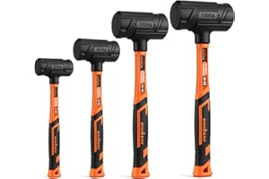 HORUSDY 4-Piece Dead Blow Hammer Set (0.5lb, 1lb, 2lb, 3lb) – One-Piece Molded Body, Steel Shot Filled, No Rebound, Non-Spark, Non-Slip Grip, for Auto, Carpentry & Tile Work