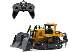 Losbenco RC Bulldozer 1/16 Full Functional Construction Vehicle, 2.4Ghz 11 Channel Remote Control Bulldozer with Light, Sound and Programming Functions for 8, 9, 10 and Up Years Old(Two Batteries)