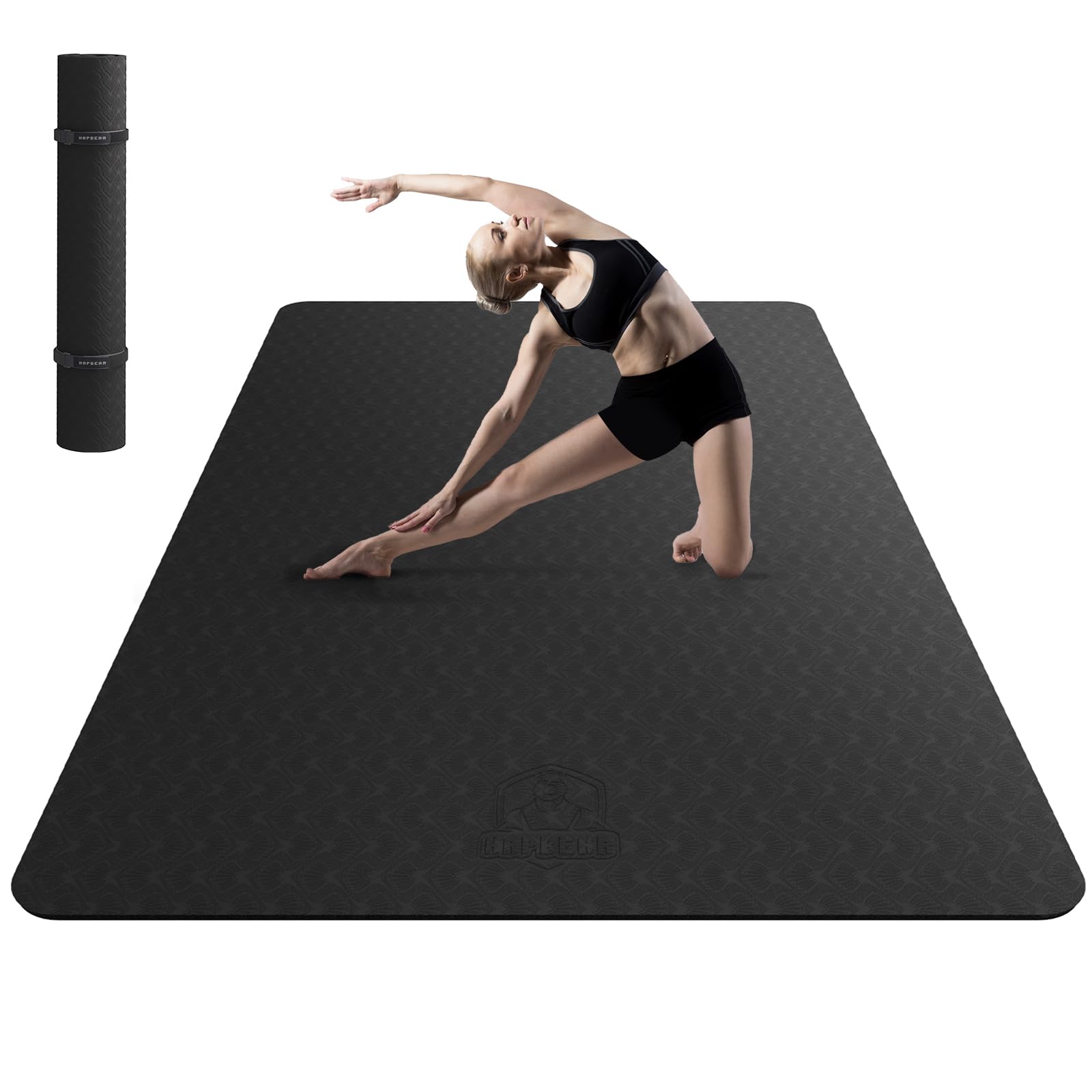 HAPBEAR Extra Large Yoga Mat - 72"x42"x6mm (1/4 inch), Non-Slip, Durable, Eco-Friendly, Thick Wide Exercise Mat for Home Workouts, Yoga, Pilates, Stretching, Meditation (Barefoot Exercise) Image