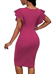 Yajedo Womens Hot Pink Dress with Short Ruffle