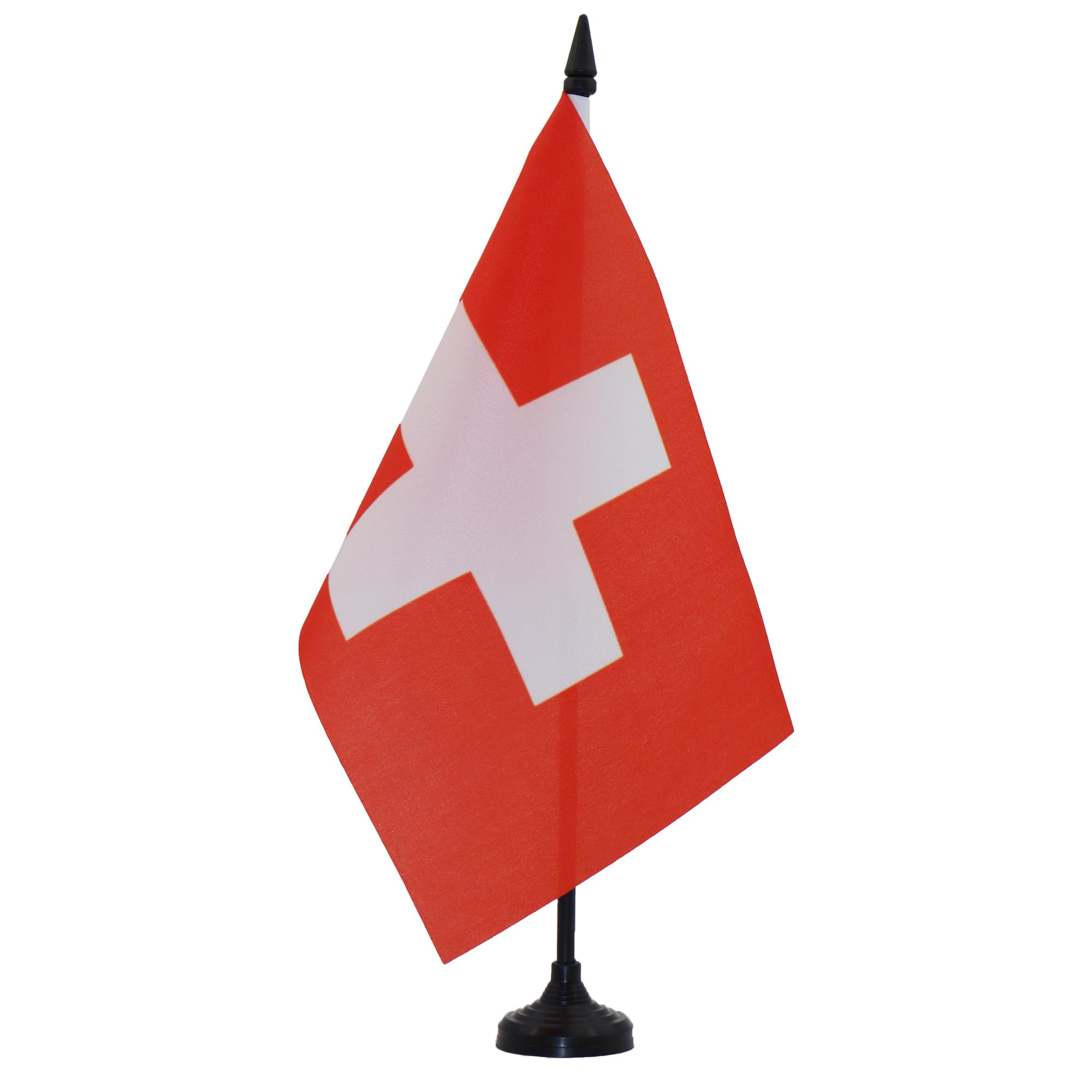AZ FLAG Switzerland Table Flag 5'' x 8'' - Swiss Office Decoration 100% Polyester 21 x 14 cm - Mini Desk Flag with Pole and Black Plastic Base