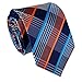 MENDENG Men's Neckties Orange Blue Tie Plaid Stripe Mens Ties Silk Ties for Men Wedding Party Groomsmen Classic Formal