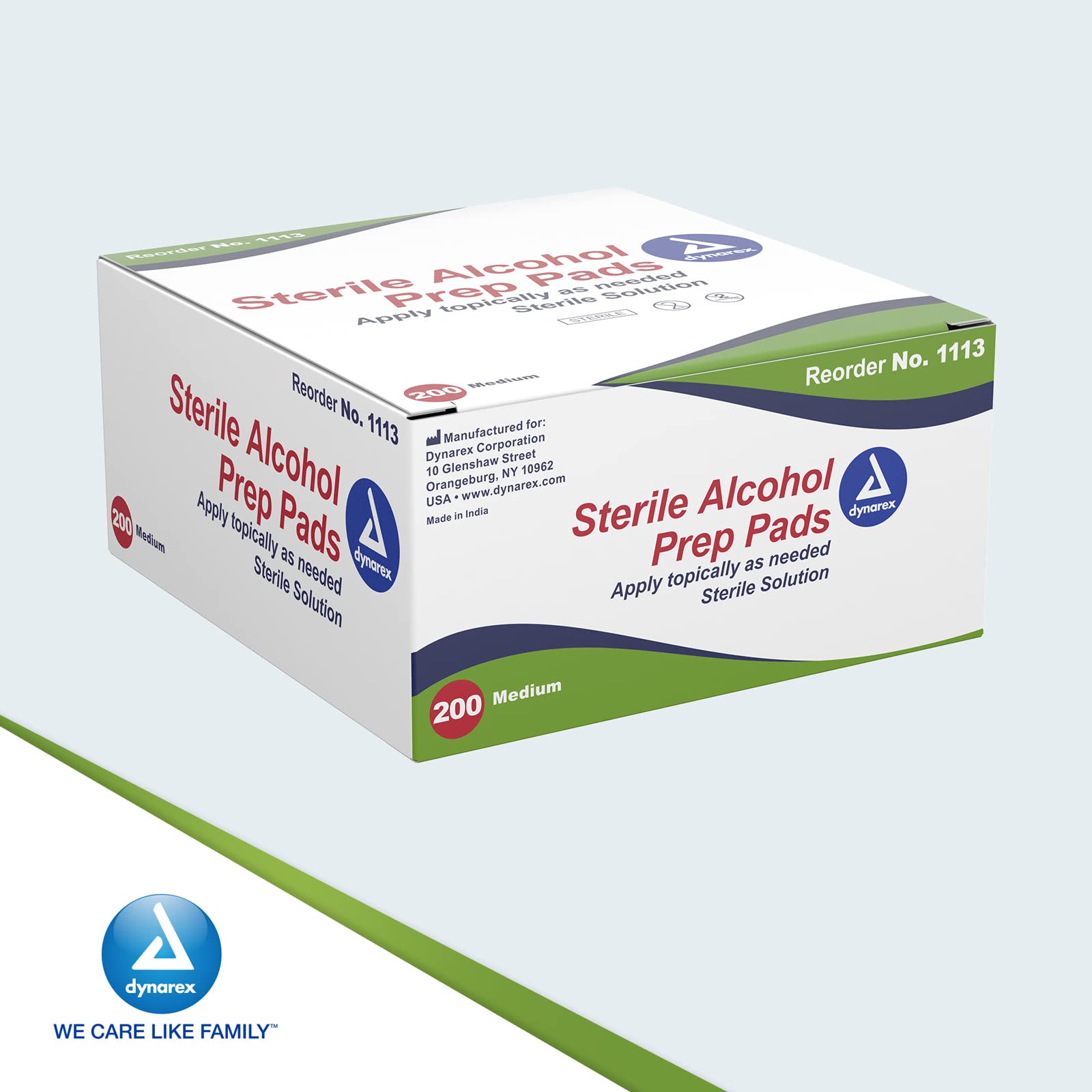 Dynarex 1113 Alcohol Prep Pad Sterile, Medium, Count 200 (Pack of 1)