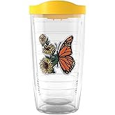 Tervis Sunflower Butterfly Flyby Made in USA Double Walled Insulated Tumbler Travel Cup Keeps Drinks Cold & Hot, 16oz, Classic