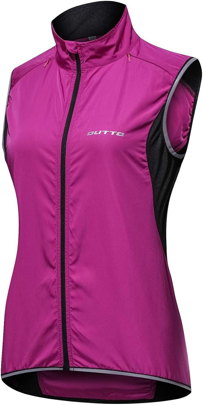 OUTTO Women's Reflective Running Cycling Vest for Safty and Windproof(Large,17B3 Purple