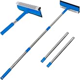 2 in 1 Window Squeegee with 55"&amp;10" Steel Handle for Gas Station,Home,Car | Window Squeegee Cleaning Tool for Car, Truck, Glass Door, Shower Glass, Outdoor Window