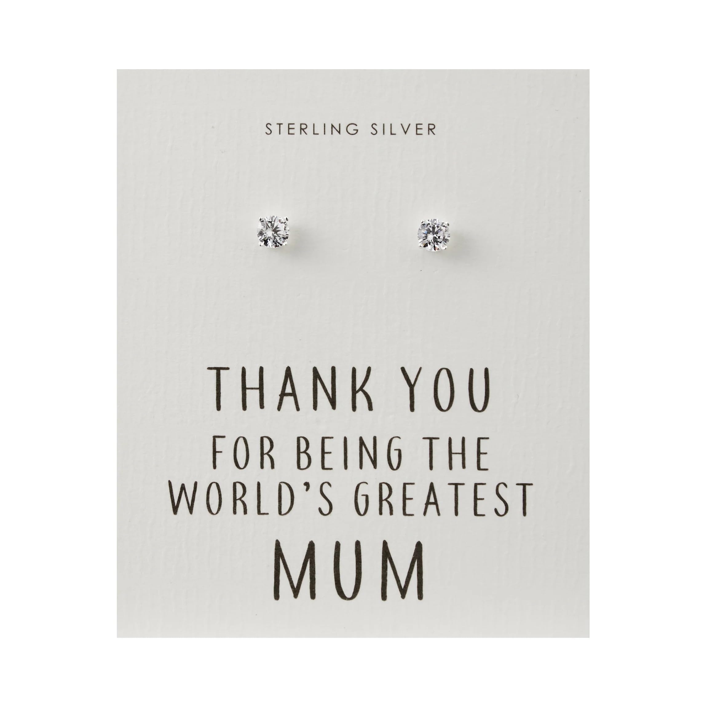 Philip Jones Sterling Silver World's Greatest Mum Crystal Earrings