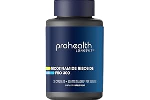 ProHealth Nicotinamide Riboside Pro 300. 300mg Patented Niagen NR (The Active Ingredient in NMN) Plus 150mg TMG. Equivalent to 414mg of NMN. NAD+ Supplement Boosts NAD+. Proven in 300 Studies. 30 svgs