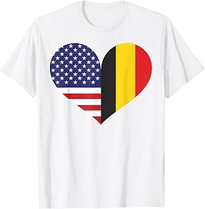 American Belgium Flag Heart Belgian Roots USA Belgium T-Shirt