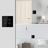 CNBINGO Touch Light Switch Black Tempered Glass 4-Gang 240V 500W/Gang view 8