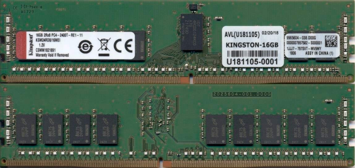Memoire D4 2400 16G (1x16G) *KINGSTON SERVER (KSM24RD8/16MEI) ECC *8279
