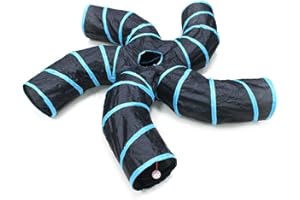 Bemodst Cat Tunnel for Indoor Cats, 5 Way Cat Tubes and Tunnels Collapsible S-Shape Small Animal Tubes Kitty Tunnels Interactive Maze Cat Toy for Kitten Rabbit Ferret - 5 Way