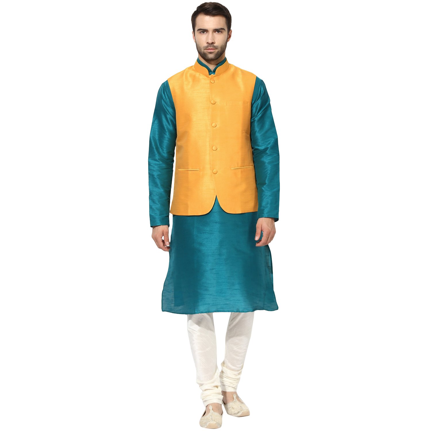 kisah dupion silksolid colouredwaistcoat for men's