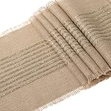 Ling's moment 14 x 108 inches Sparkly Glitter Champagne Gold Striped Burlap Table Runner For Rustic Wedding Bridal Shower Baby Shower Bacheloretter Graduation Party Table Decor