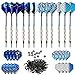 Bullout Professional Soft Tip Darts Set,12 Pcs 18g Plastic Tipped Dart, Stainless Steel Metal Barrels, Blue Aluminum Rods Shafts, 24 Flights(6 Style), 60 Safety Tip Points For Electronic Dartboard