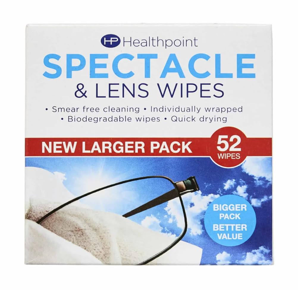 Healthpoint Spectacle Wipes, Extra Value 52 Pack, 2 Packs (104 Wipes!)