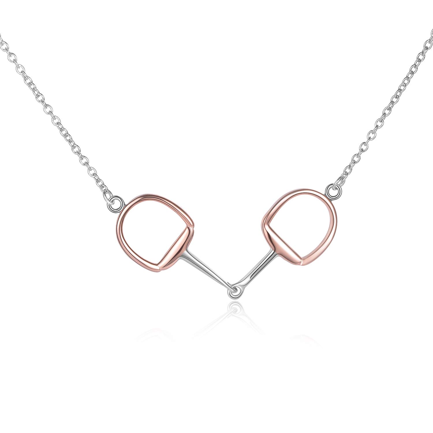 VENACOLY Horse Necklace Sterling Silver Snaffle Pendant Mother's Day Jewellery Christmas Gifts for Women Horse Lovers (18k Rose Gold Plated)