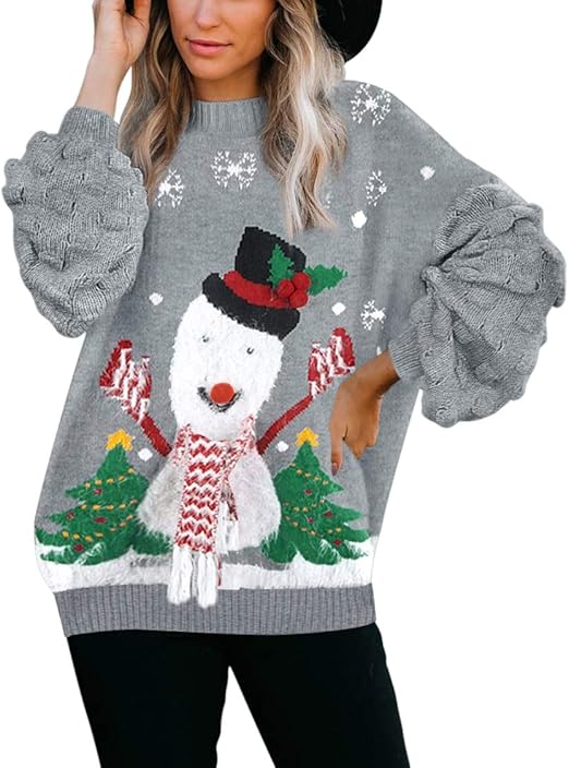Amazon.com: Kisscynest Women's Ugly Christmas Sweater Cute Funny Chunky Oversized Pullover Tops 