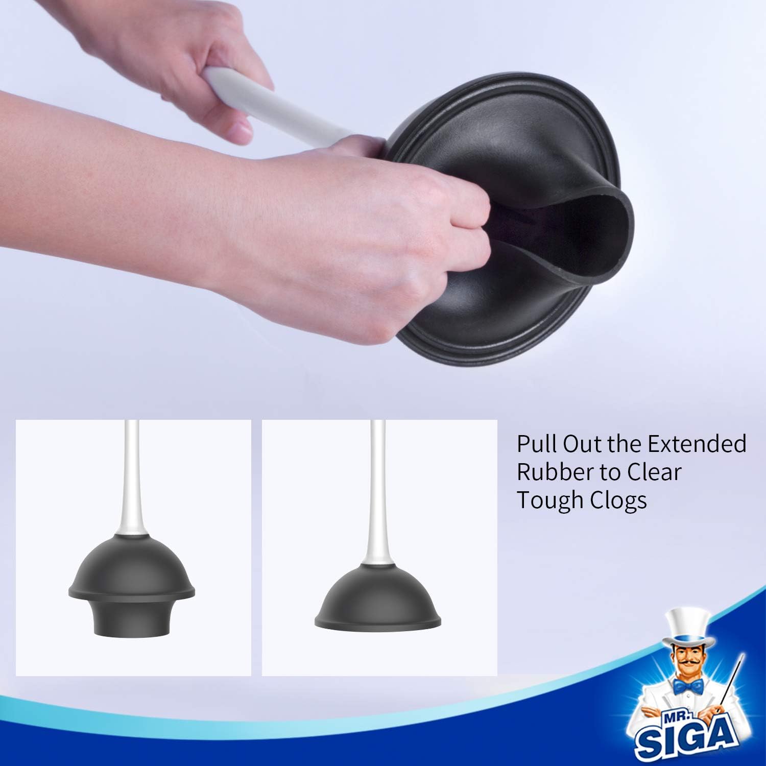 MR.SIGA Toilet Plunger and Bowl Brush Combo for Bathroom Cleaning, White, 2 Sets: Kitchen & Dining