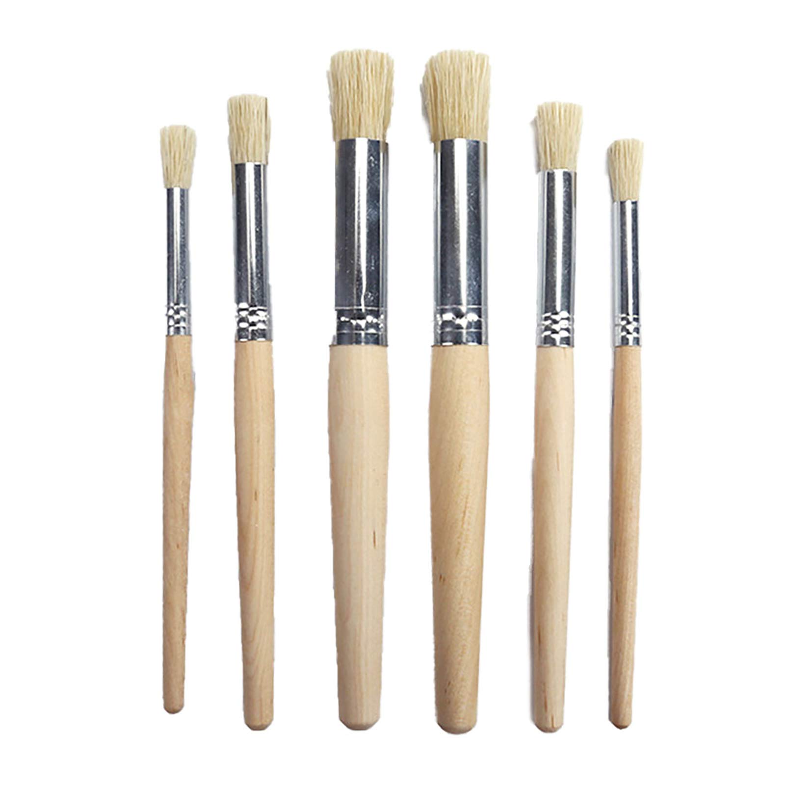 Wooden Stencil Brush, Natural Bristle Brushes for Acrylic Painting, Oil Painting, Watercolor Painting, Stencil Project, Card Making and DIY Art Crafts 6 Pieces