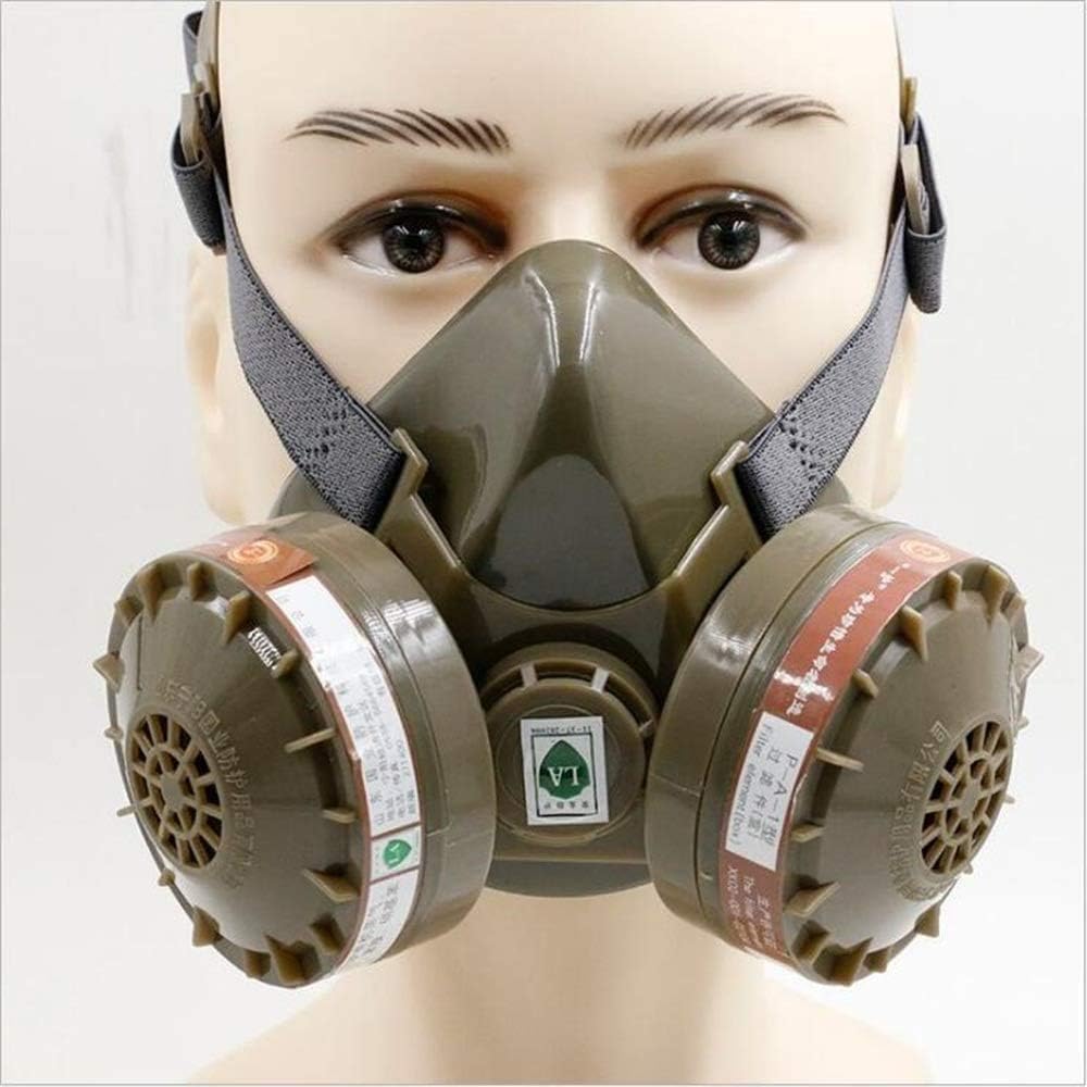 Protective Gas Masks with Dual Filters, Full Seal Protection Rubber Respirator Eye Protection Respiratory Protection, for Paint Sprayer, Woodworking