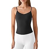 G4Free BareFeel Women's Camisole with Built in Bra Removable Padded Yoga Pilates Tank Tops Spaghetti Straps V Neck Camisoles