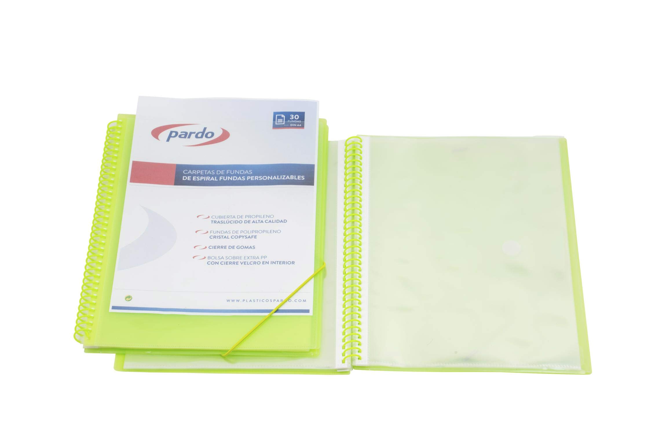 Pardo 845004 – Spiral Folder 50 Polypropylene Rubber Sleeves, Green